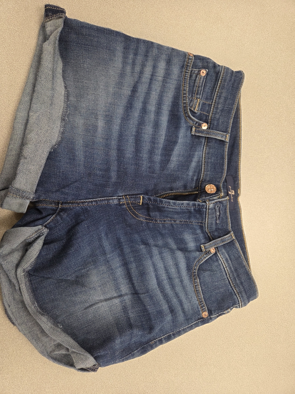 7 For All Mankind Womens Denim Shorts - Blue Wash